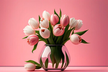 Fototapete - a bouquet of tulips flower. illustration Generative AI
