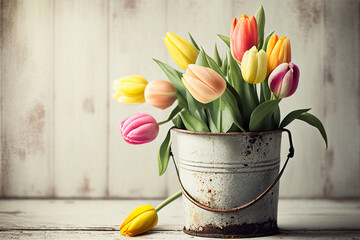 Fototapete - a bouquet of tulips flower. illustration