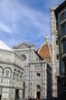 Florence cathedral. Cathedral square in Florence.Santa Maria del Fiore baptistery with blue sky. 