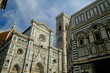 Florence church. Cathedral square in Florence.Santa Maria del Fiore baptistery with blue sky. 