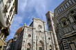 Florence. Cathedral square in Florence.Santa Maria del Fiore baptistery with blue sky. 