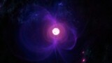 Fototapeta  - Super massive white star erupting solar flares. 3D illustration concept of giant alien sun against purple and black hostile dark matter space nebula. Hyperrealistic celestial supernova plasma burst.