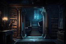 Haunted Mansion With Secret Passageways And Dusty Books. - Generative AI