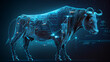 bull on blue background with hologram graphics