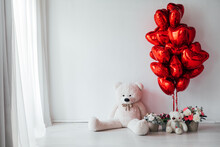 Red Balloons Heart Shaped Valentine's Day Toy Flowers