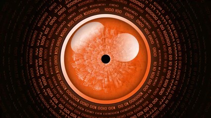 Cyber Eye With Streaming Code Animation. Future Technology Concept. 4K
