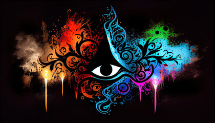 Wall Mural - Third eye chakra graffiti - By Generative AI