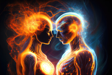 Wall Mural - Tantra, romantic couple love energy flow - By Generative AI