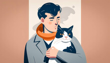 A Man With A Cat In His Hands, Generative AI.