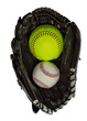  Softball and baseball in a glove on transparent background. PNG file.