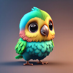 A small and colorful parrot emoji with a cute and playful look. Generative AI.