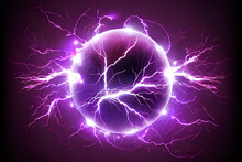 Electric Purple Ball. Ball Lightning. Generative AI