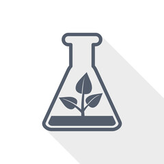 Aufkleber - Laboratory flask with plant vector icon, biotechnology concept flat design illustration