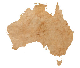 Poster - map of Australia on old brown grunge paper	