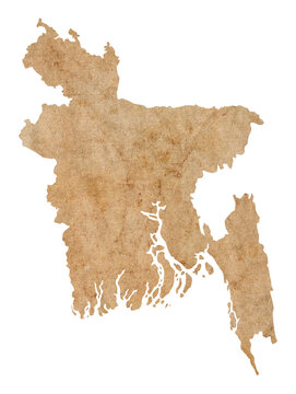 Fototapete - map of Bangladesh on old brown grunge paper	