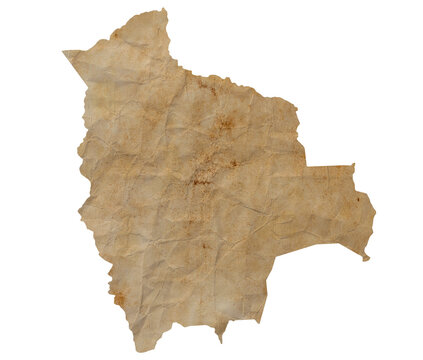 Fototapete - map of Bolivia on old brown grunge paper	