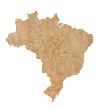 Fototapete - map of Brazil on old brown grunge paper	