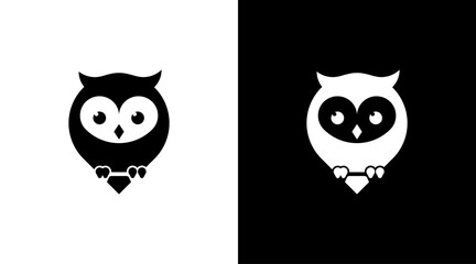 Poster - cute owl bird cartoon logo icon Design template