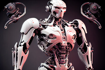 Poster - robot on black background. Generative AI