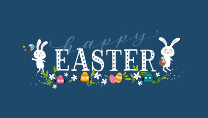 Wall Mural - Lovely hand drawn easter designs with text 