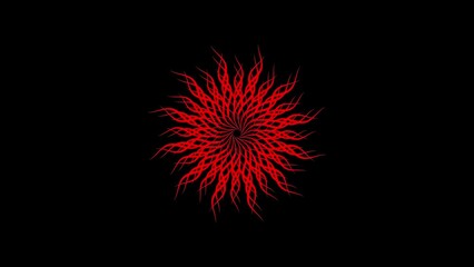 Poster - Abstract graphic background of looping shape illusion from center in red colour on black background