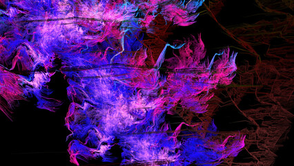 Poster - Computer generated 3D illustration, abstract fractal background for creative graphic design for postcards, wallpaper, banner with dark background