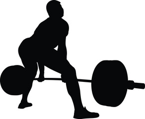 Wall Mural - back athlete powerlifter exercise deadlift black silhouette