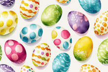 Pattern From Easter Eggs And Flowers. Happy Easter