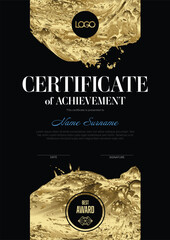 Wall Mural - Modern black certificate template with golden elements