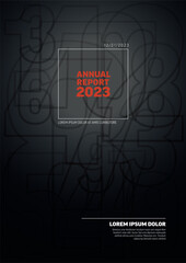 Wall Mural - Dark annual report front cover page template with big numbers