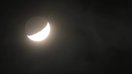 Wall Mural - Moon in the waxing phase (young Moon) in the night sky. Earthshine reflected from the Moon, on the night side of the Moon.
Earthshine (Planetshine)