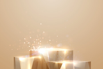 Wall Mural - crystal podium with golden light effect