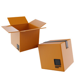 open cardboard box 3d Illustration