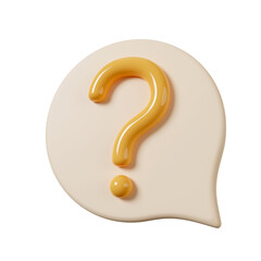 Poster - 3d question mark bubble icon. speech balloon for ask FAQ or QA answer symbol icon isolated on white background. 3d rendering illustration. Clipping path.