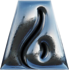 Wall Mural - 3d rendered letter made of metallic foil with bold inflated shape.