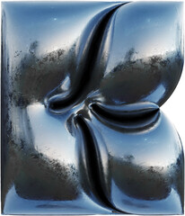 Poster - 3d rendered letter made of metallic foil with bold inflated shape.