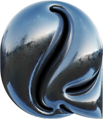 Poster - 3d rendered letter made of metallic foil with bold inflated shape.
