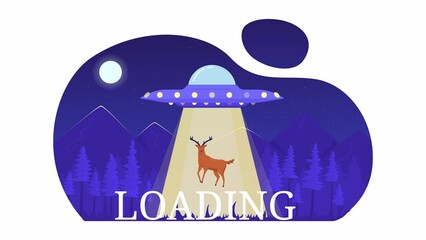 Fototapete - Animated alien abduction loader. Flying saucer. Flash message 4K video footage. Color isolated loading wait-animation progress indicator with alpha channel transparency for web design, social media
