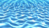 Fototapeta  - Water surface with sun light reflection and ripples on surface background. clear pool, sea or blue ocean, top view. Generative ai