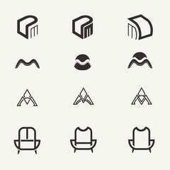 Sticker - Set of 9 simple monochromatic vector icons for web design
