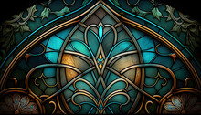 Stained Glass Tiffany Background Photo Created With Generative AI Technology