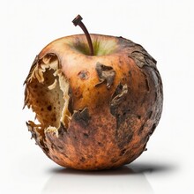 A Rotting Apple - An Illustration Of Decay, Bacteria, Food Waste, And Environmental Problems, Generative Ai