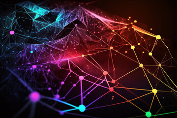 Fototapete - Colorful abstract design of cyberspace and network connectivity for background created with Generative AI technology