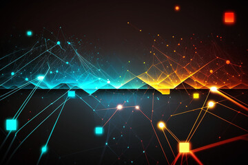 Fototapete - Colorful abstract design of cyberspace and network connectivity for background created with Generative AI technology