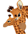 Pair of baby giraffe and giraffe vector for wallpaper