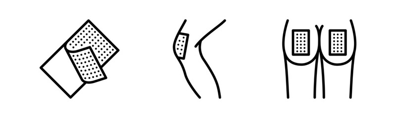 patch icon set. adhesive plaster, transdermal patch, nicotine patch icon.