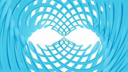Poster - Abstract hypnotic background of crossed rings creating optical illusion. Design. Light blue circular shapes on a white background.
