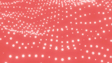 Pink Background With Waving White Tiny Dots. Design. Up And Down Motion Of Small White Dots.