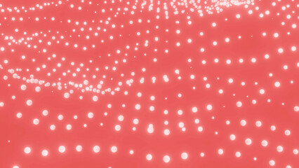 Poster - Pink background with waving white tiny dots. Design. Up and down motion of small white dots.