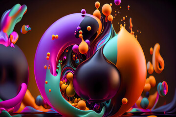 colorful paint drops. Generative AI